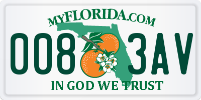 FL license plate 0083AV