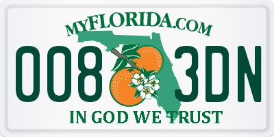 FL license plate 0083DN