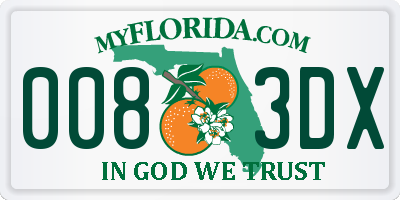 FL license plate 0083DX