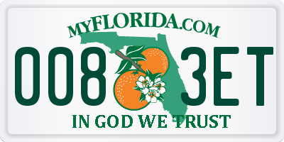 FL license plate 0083ET