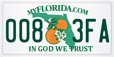 FL license plate 0083FA