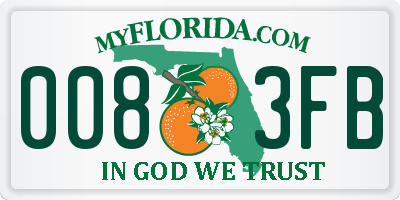 FL license plate 0083FB