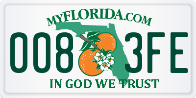 FL license plate 0083FE