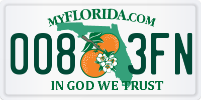 FL license plate 0083FN