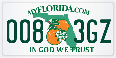 FL license plate 0083GZ