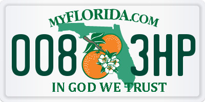 FL license plate 0083HP