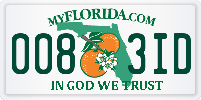 FL license plate 0083ID