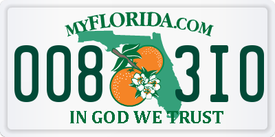 FL license plate 0083IO