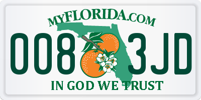 FL license plate 0083JD
