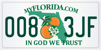 FL license plate 0083JF