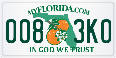 FL license plate 0083KO