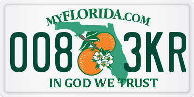 FL license plate 0083KR