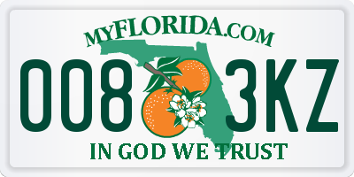 FL license plate 0083KZ