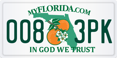 FL license plate 0083PK