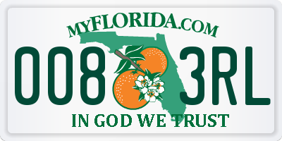 FL license plate 0083RL
