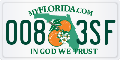 FL license plate 0083SF
