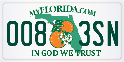 FL license plate 0083SN
