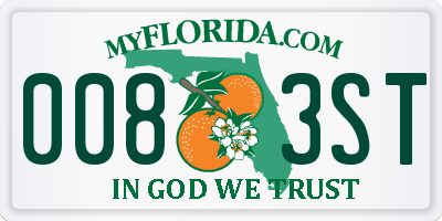 FL license plate 0083ST