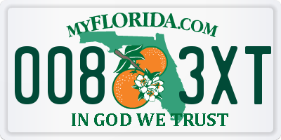 FL license plate 0083XT