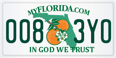 FL license plate 0083YO
