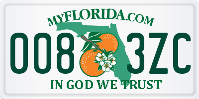 FL license plate 0083ZC