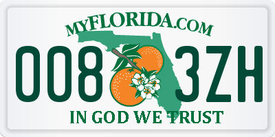 FL license plate 0083ZH