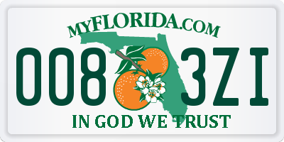 FL license plate 0083ZI