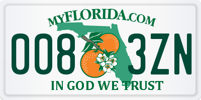 FL license plate 0083ZN