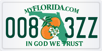 FL license plate 0083ZZ