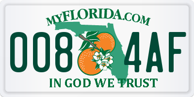 FL license plate 0084AF