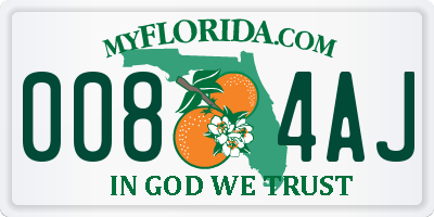 FL license plate 0084AJ