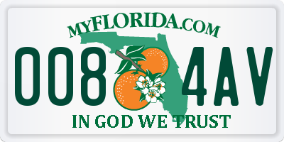 FL license plate 0084AV