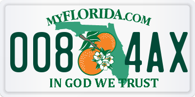 FL license plate 0084AX