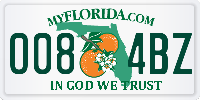 FL license plate 0084BZ