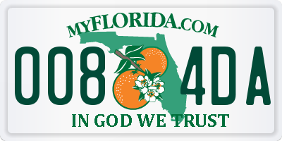 FL license plate 0084DA