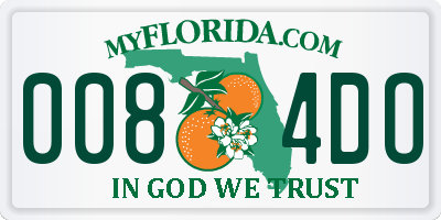 FL license plate 0084DO