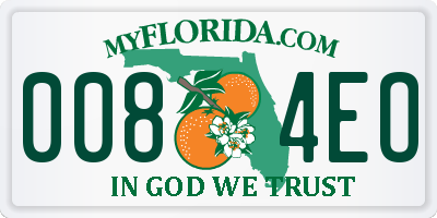 FL license plate 0084EO