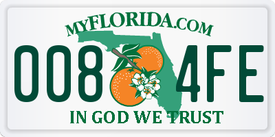 FL license plate 0084FE