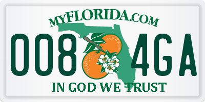 FL license plate 0084GA
