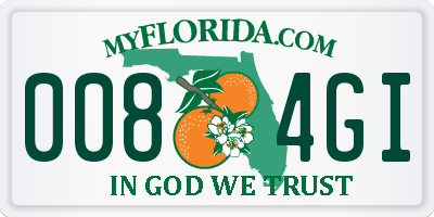 FL license plate 0084GI