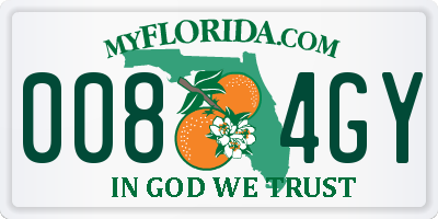 FL license plate 0084GY