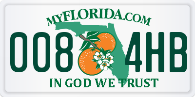 FL license plate 0084HB