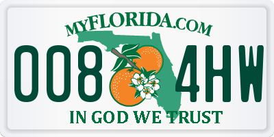 FL license plate 0084HW