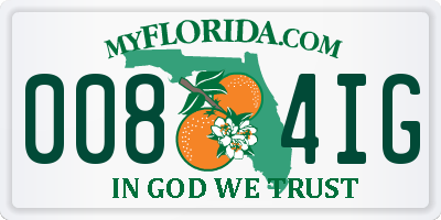 FL license plate 0084IG