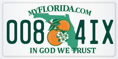 FL license plate 0084IX