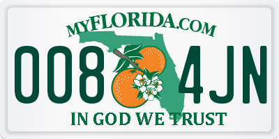 FL license plate 0084JN