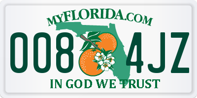 FL license plate 0084JZ