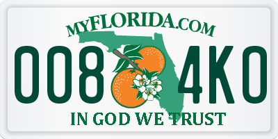 FL license plate 0084KO