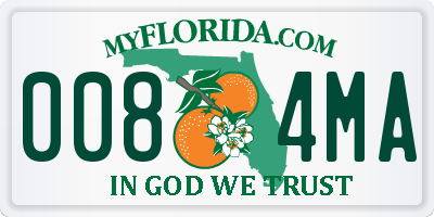 FL license plate 0084MA