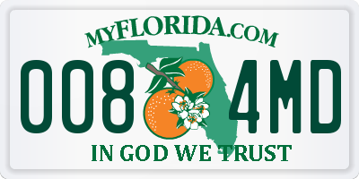 FL license plate 0084MD